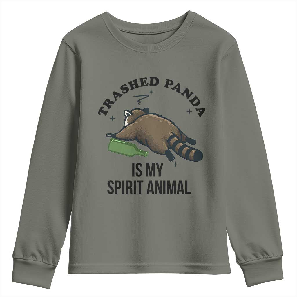 Trashed Panda Is My Spirit Animal Youth Sweatshirt Funny Drunk Raccoon Meme for Party People Hot Mess Energy - Wonder Print Shop