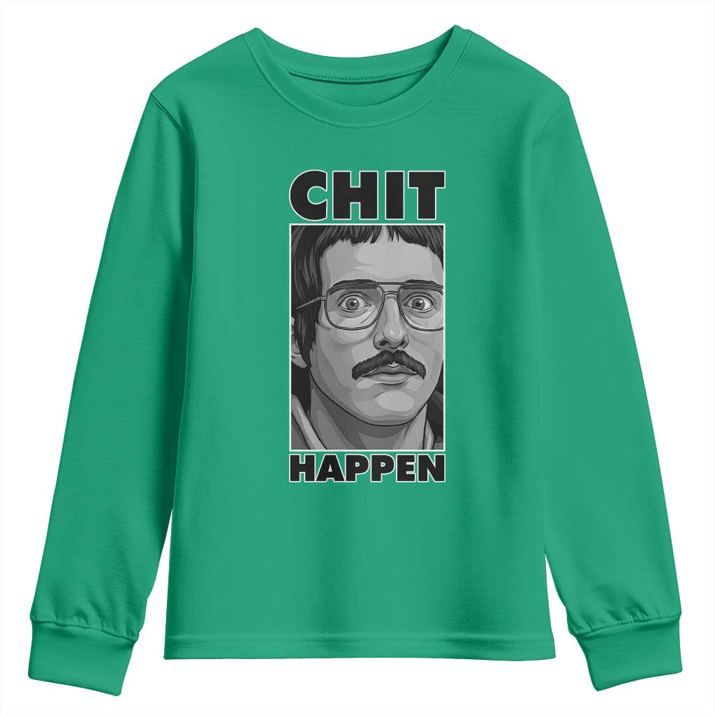 Chit Happens Meme Youth Sweatshirt Funny Weird Guy Meme Unhinged Humor Energy - Wonder Print Shop