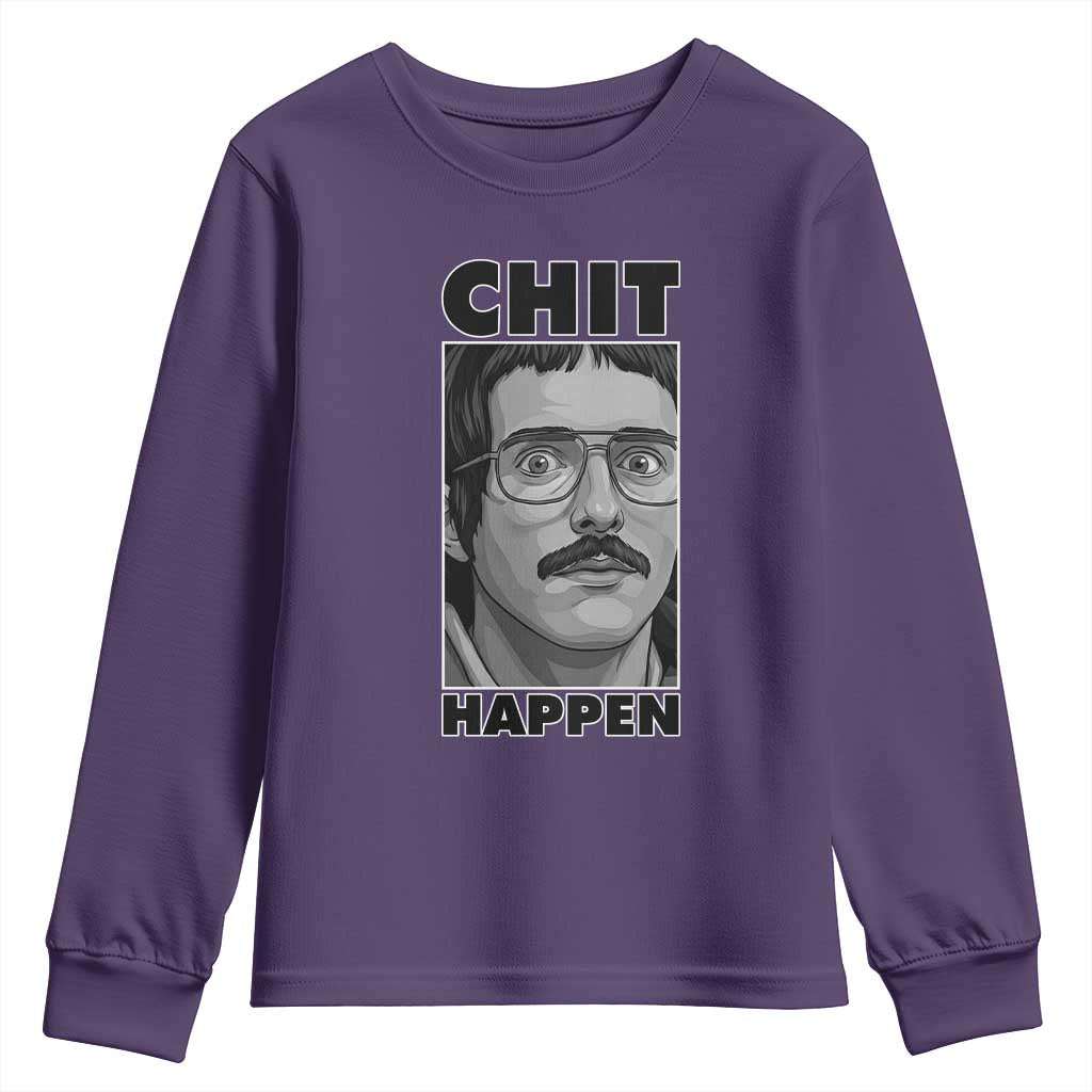 Chit Happens Meme Youth Sweatshirt Funny Weird Guy Meme Unhinged Humor Energy - Wonder Print Shop