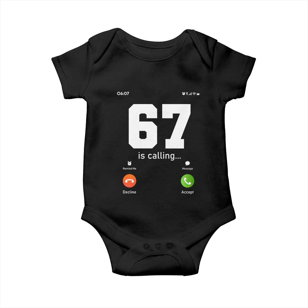 67 Is Calling Meme Baby Onesie Funny Six Seven Phone Call Screen - Wonder Print Shop