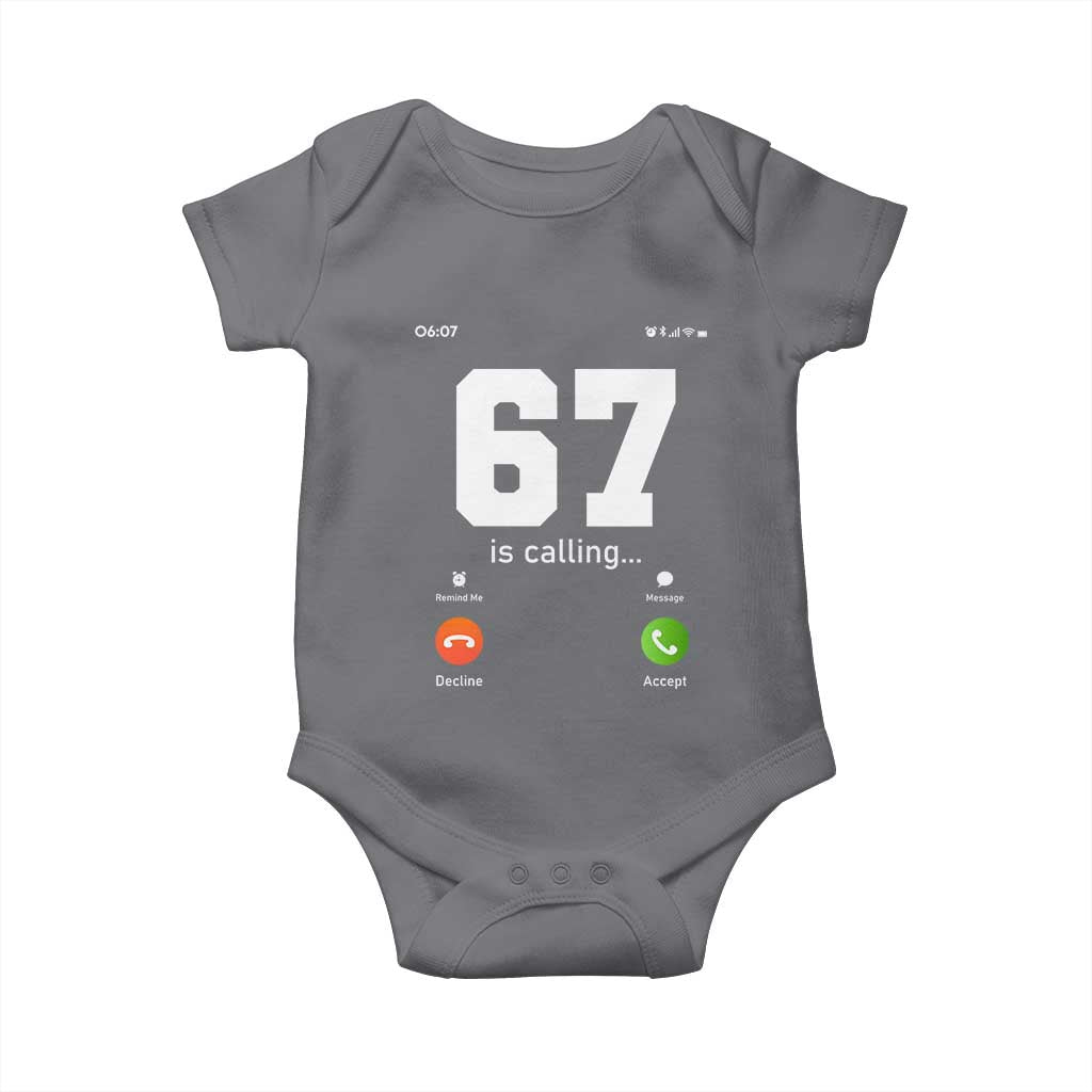 67 Is Calling Meme Baby Onesie Funny Six Seven Phone Call Screen - Wonder Print Shop