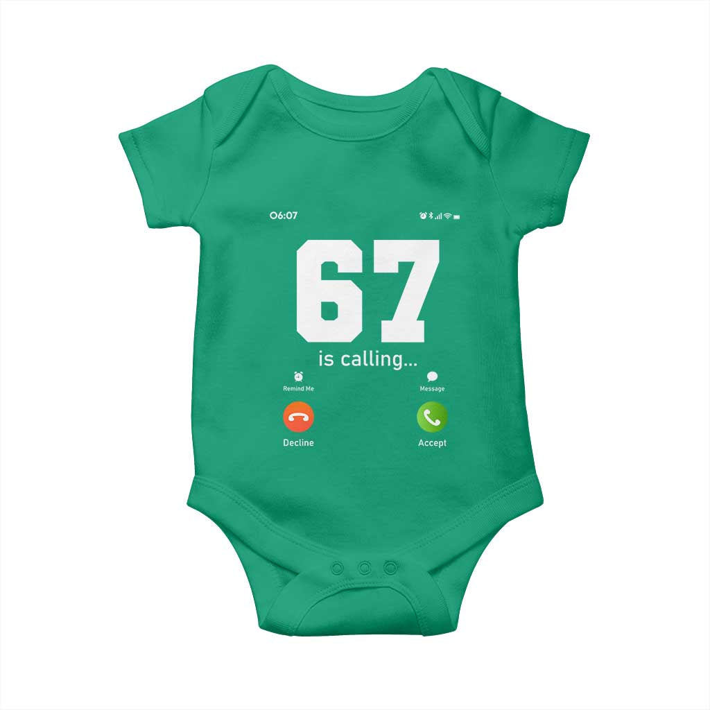 67 Is Calling Meme Baby Onesie Funny Six Seven Phone Call Screen - Wonder Print Shop