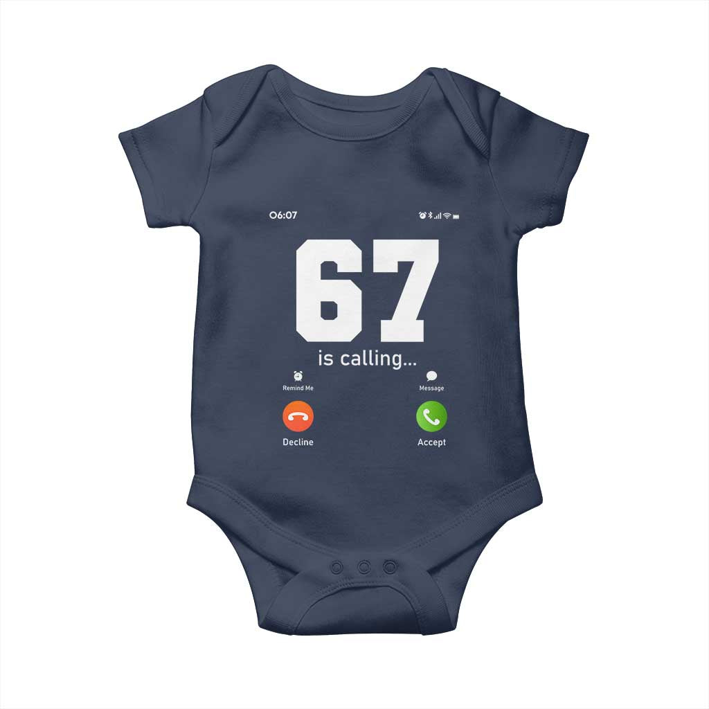 67 Is Calling Meme Baby Onesie Funny Six Seven Phone Call Screen - Wonder Print Shop