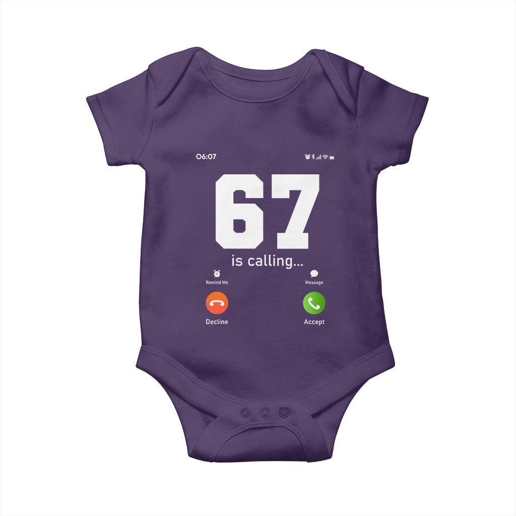 67 Is Calling Meme Baby Onesie Funny Six Seven Phone Call Screen - Wonder Print Shop
