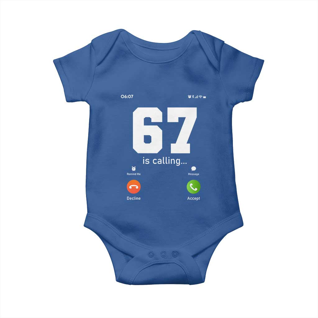 67 Is Calling Meme Baby Onesie Funny Six Seven Phone Call Screen - Wonder Print Shop