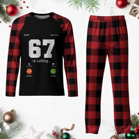 67 Is Calling Meme Plaid Pajama Set Funny Six Seven Phone Call Screen - Wonder Print Shop