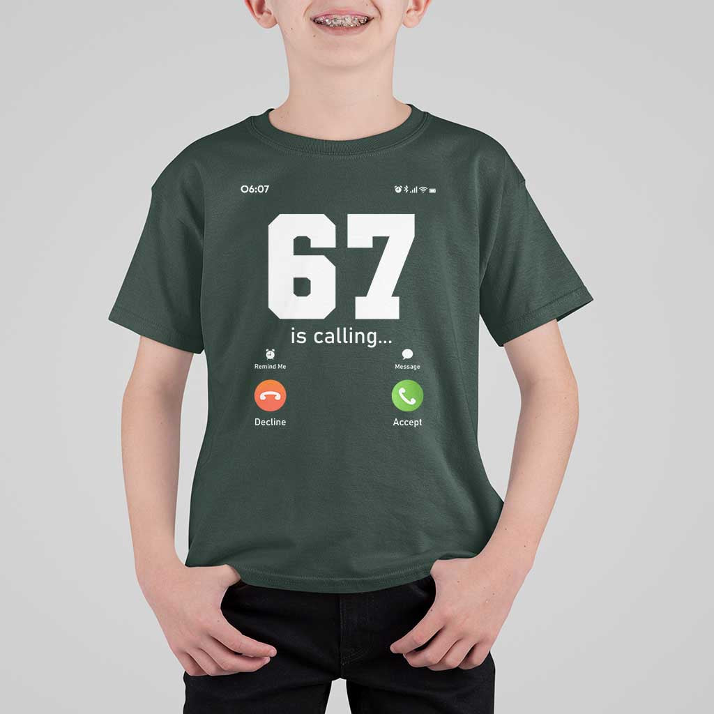 67 Is Calling Meme T Shirt For Kid Funny Six Seven Phone Call Screen - Wonder Print Shop