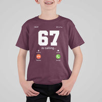 67 Is Calling Meme T Shirt For Kid Funny Six Seven Phone Call Screen - Wonder Print Shop