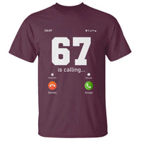 67 Is Calling Meme T Shirt Funny Six Seven Phone Call Screen - Wonder Print Shop