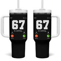 67 Is Calling Meme Tumbler With Handle Funny Six Seven Phone Call Screen - Wonder Print Shop
