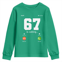 67 Is Calling Meme Youth Sweatshirt Funny Six Seven Phone Call Screen - Wonder Print Shop