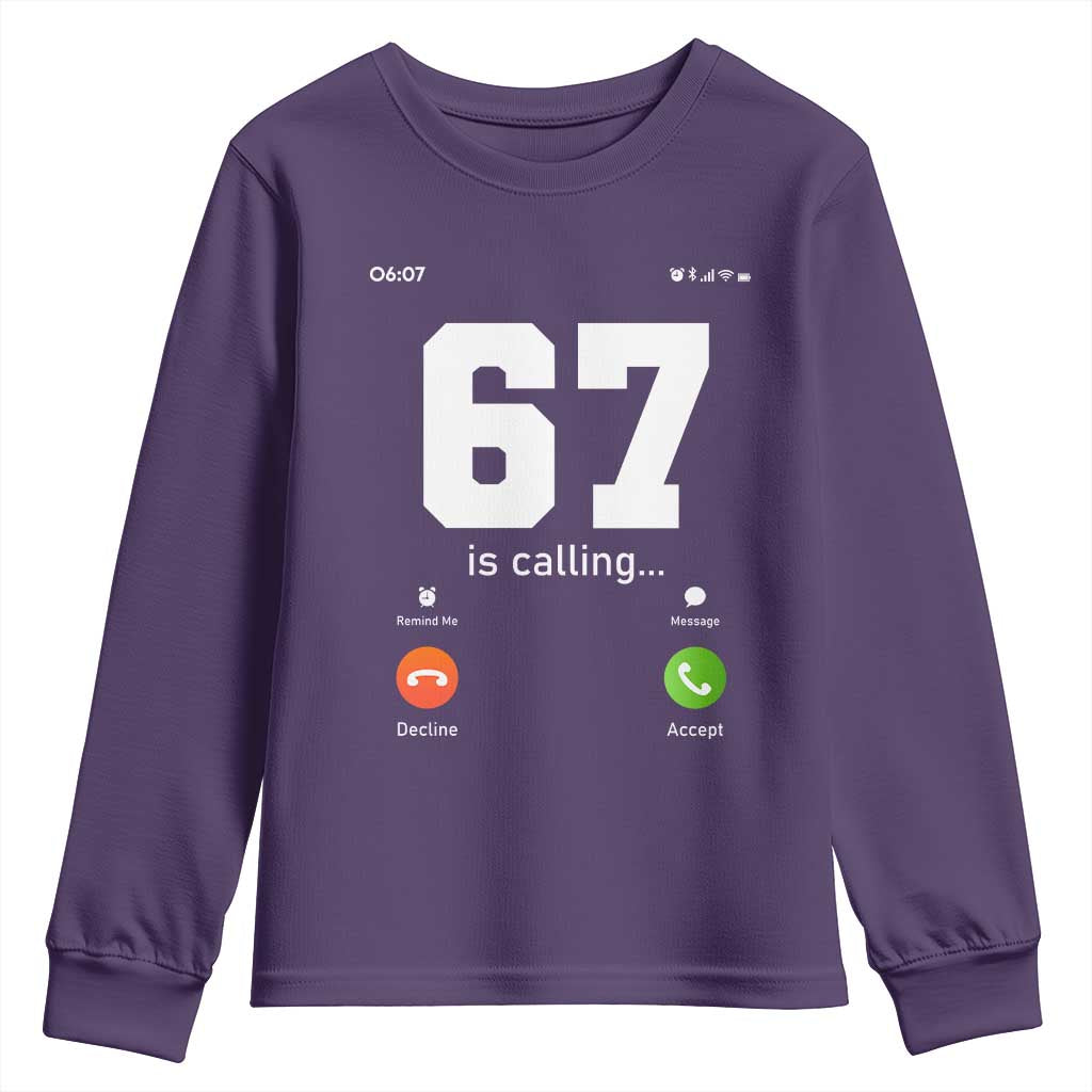 67 Is Calling Meme Youth Sweatshirt Funny Six Seven Phone Call Screen - Wonder Print Shop