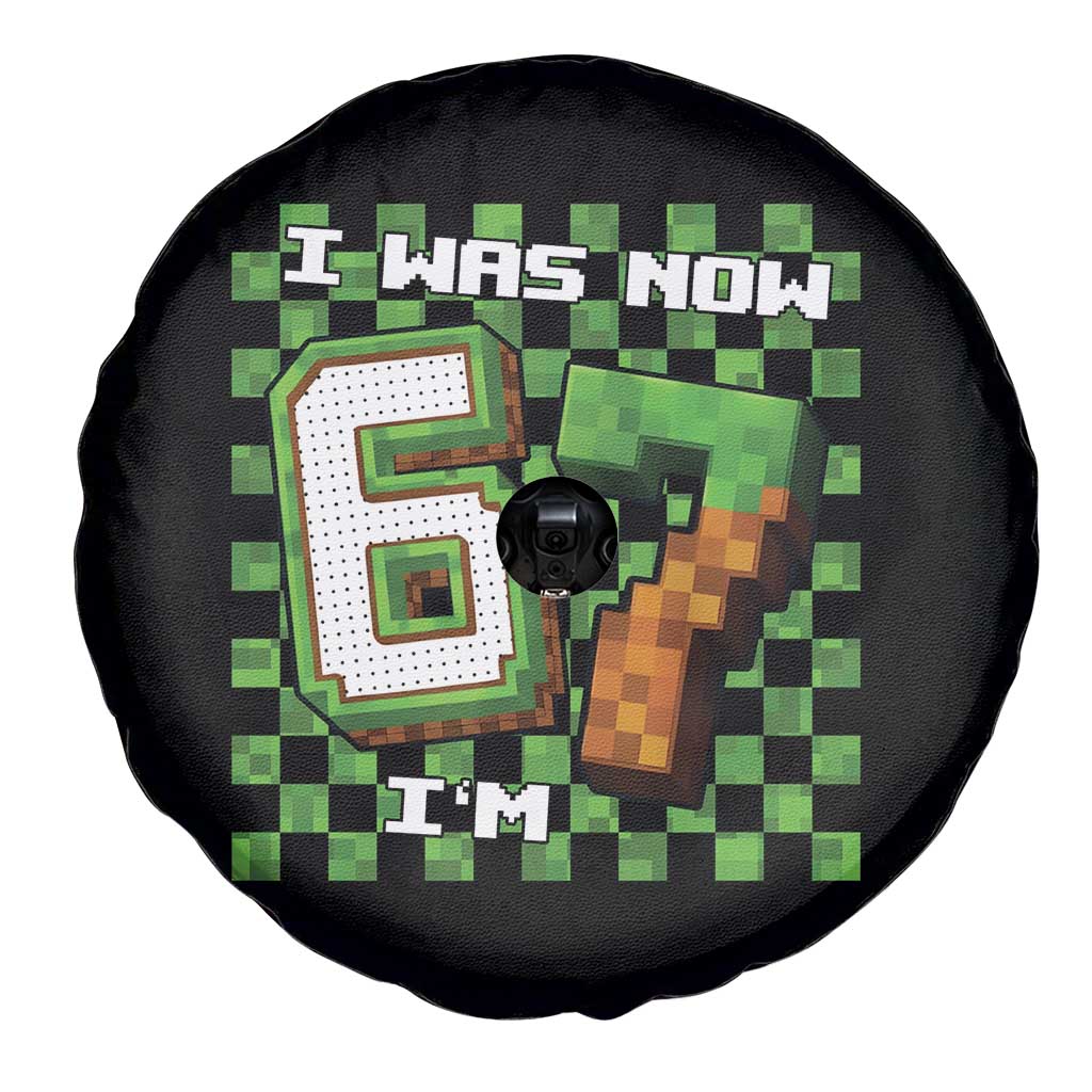 I Was 6 Now I'm 7 Birthday Meme Spare Tire Cover Pixel Style 67 Gamer Six Seven Joke - Wonder Print Shop
