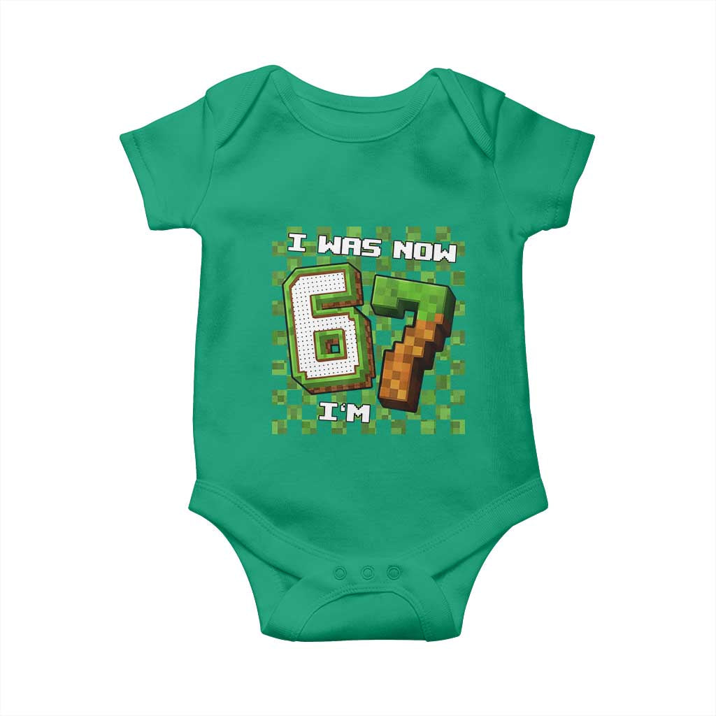 I Was 6 Now I'm 7 Birthday Meme Baby Onesie Pixel Style 67 Gamer Six Seven Joke - Wonder Print Shop