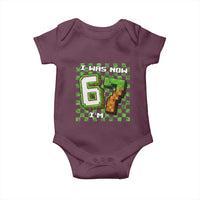 I Was 6 Now I'm 7 Birthday Meme Baby Onesie Pixel Style 67 Gamer Six Seven Joke - Wonder Print Shop