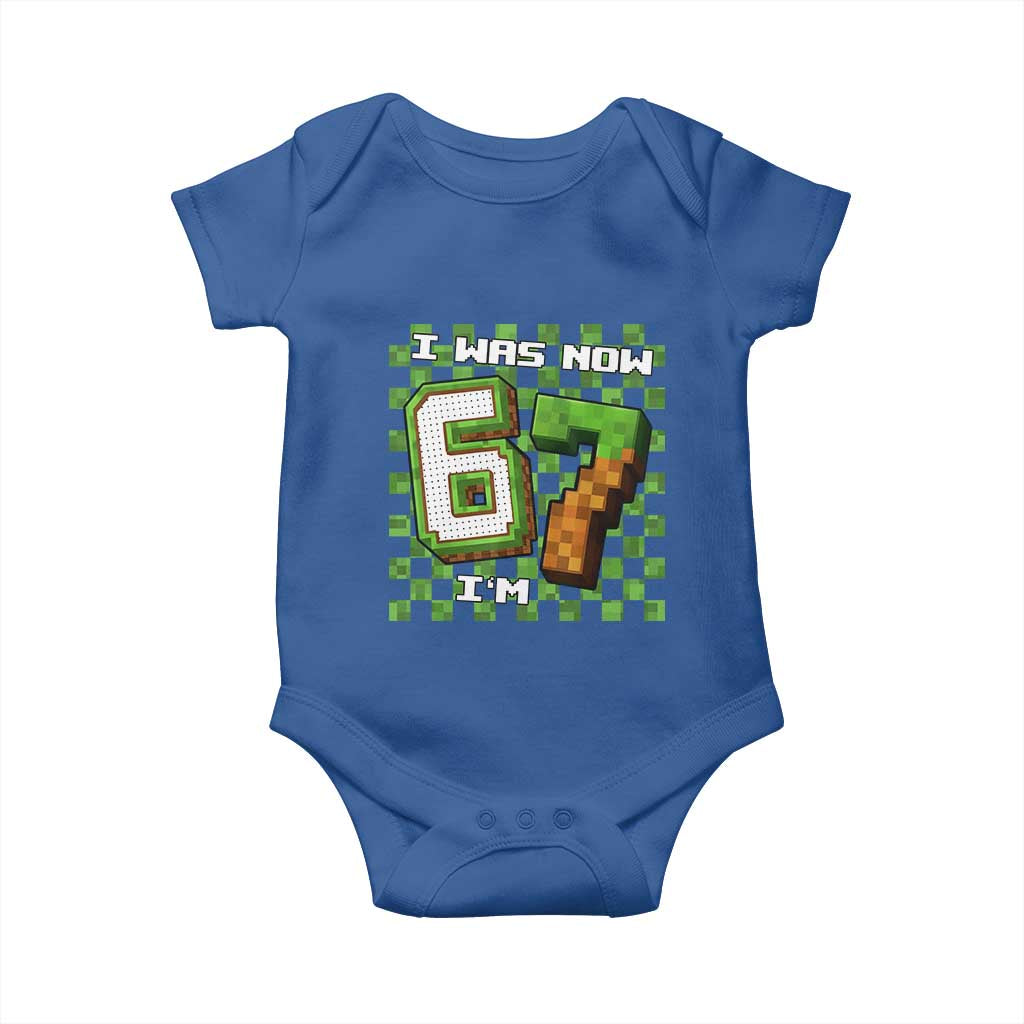 I Was 6 Now I'm 7 Birthday Meme Baby Onesie Pixel Style 67 Gamer Six Seven Joke - Wonder Print Shop