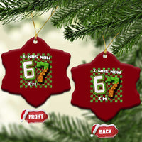 I Was 6 Now I'm 7 Birthday Meme Ceramic Ornament Pixel Style 67 Gamer Six Seven Joke - Wonder Print Shop