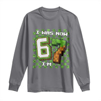 I Was 6 Now I'm 7 Birthday Meme Long Sleeve Shirt Pixel Style 67 Gamer Six Seven Joke - Wonder Print Shop