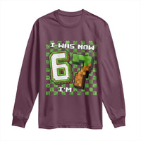 I Was 6 Now I'm 7 Birthday Meme Long Sleeve Shirt Pixel Style 67 Gamer Six Seven Joke - Wonder Print Shop
