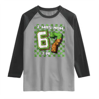 I Was 6 Now I'm 7 Birthday Meme Raglan Shirt Pixel Style 67 Gamer Six Seven Joke - Wonder Print Shop