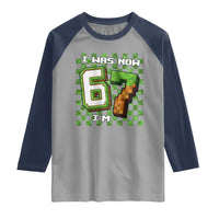 I Was 6 Now I'm 7 Birthday Meme Raglan Shirt Pixel Style 67 Gamer Six Seven Joke - Wonder Print Shop