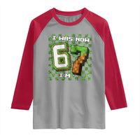 I Was 6 Now I'm 7 Birthday Meme Raglan Shirt Pixel Style 67 Gamer Six Seven Joke - Wonder Print Shop