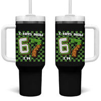 I Was 6 Now I'm 7 Birthday Meme Tumbler With Handle Pixel Style 67 Gamer Six Seven Joke - Wonder Print Shop