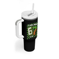 I Was 6 Now I'm 7 Birthday Meme Tumbler With Handle Pixel Style 67 Gamer Six Seven Joke - Wonder Print Shop
