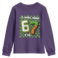 I Was 6 Now I'm 7 Birthday Meme Youth Sweatshirt Pixel Style 67 Gamer Six Seven Joke - Wonder Print Shop