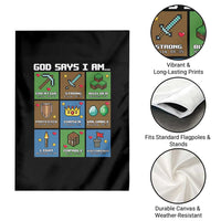 God Says I Am Pixel Art Graphic Garden Flag Christian Affirmation Gamer Bible Verses - Wonder Print Shop