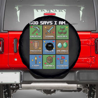 God Says I Am Pixel Art Graphic Spare Tire Cover Christian Affirmation Gamer Bible Verses - Wonder Print Shop