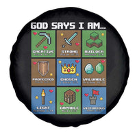 God Says I Am Pixel Art Graphic Spare Tire Cover Christian Affirmation Gamer Bible Verses - Wonder Print Shop