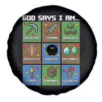 God Says I Am Pixel Art Graphic Spare Tire Cover Christian Affirmation Gamer Bible Verses - Wonder Print Shop