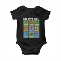 God Says I Am Pixel Art Graphic Baby Onesie Christian Affirmation Gamer Bible Verses - Wonder Print Shop