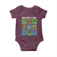 God Says I Am Pixel Art Graphic Baby Onesie Christian Affirmation Gamer Bible Verses - Wonder Print Shop