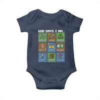 God Says I Am Pixel Art Graphic Baby Onesie Christian Affirmation Gamer Bible Verses - Wonder Print Shop