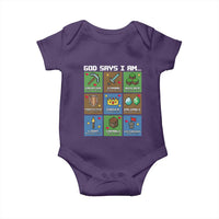 God Says I Am Pixel Art Graphic Baby Onesie Christian Affirmation Gamer Bible Verses - Wonder Print Shop