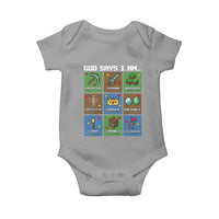 God Says I Am Pixel Art Graphic Baby Onesie Christian Affirmation Gamer Bible Verses - Wonder Print Shop