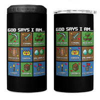God Says I Am Pixel Art Graphic 4 in 1 Can Cooler Tumbler Christian Affirmation Gamer Bible Verses - Wonder Print Shop