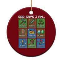 God Says I Am Pixel Art Graphic Ceramic Ornament Christian Affirmation Gamer Bible Verses - Wonder Print Shop