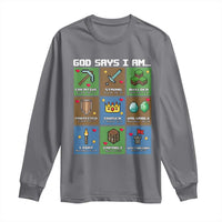 God Says I Am Pixel Art Graphic Long Sleeve Shirt Christian Affirmation Gamer Bible Verses - Wonder Print Shop