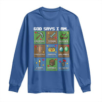 God Says I Am Pixel Art Graphic Long Sleeve Shirt Christian Affirmation Gamer Bible Verses - Wonder Print Shop