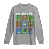 God Says I Am Pixel Art Graphic Long Sleeve Shirt Christian Affirmation Gamer Bible Verses - Wonder Print Shop