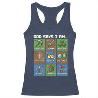 God Says I Am Pixel Art Graphic Racerback Tank Top Christian Affirmation Gamer Bible Verses - Wonder Print Shop