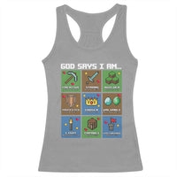 God Says I Am Pixel Art Graphic Racerback Tank Top Christian Affirmation Gamer Bible Verses - Wonder Print Shop
