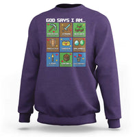 God Says I Am Pixel Art Graphic Sweatshirt Christian Affirmation Gamer Bible Verses - Wonder Print Shop