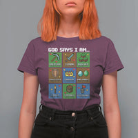God Says I Am Pixel Art Graphic T Shirt For Women Christian Affirmation Gamer Bible Verses - Wonder Print Shop