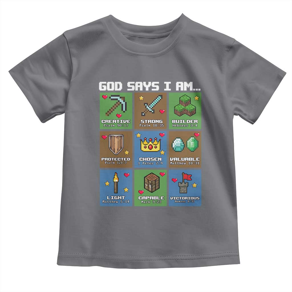 God Says I Am Pixel Art Graphic Toddler T Shirt Christian Affirmation Gamer Bible Verses - Wonder Print Shop