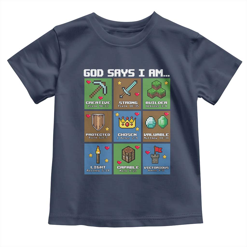 God Says I Am Pixel Art Graphic Toddler T Shirt Christian Affirmation Gamer Bible Verses - Wonder Print Shop