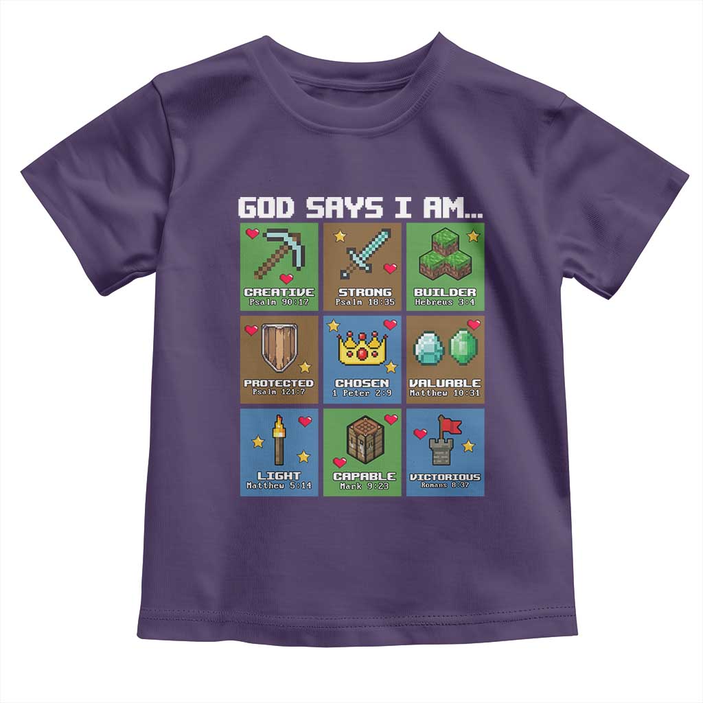 God Says I Am Pixel Art Graphic Toddler T Shirt Christian Affirmation Gamer Bible Verses - Wonder Print Shop